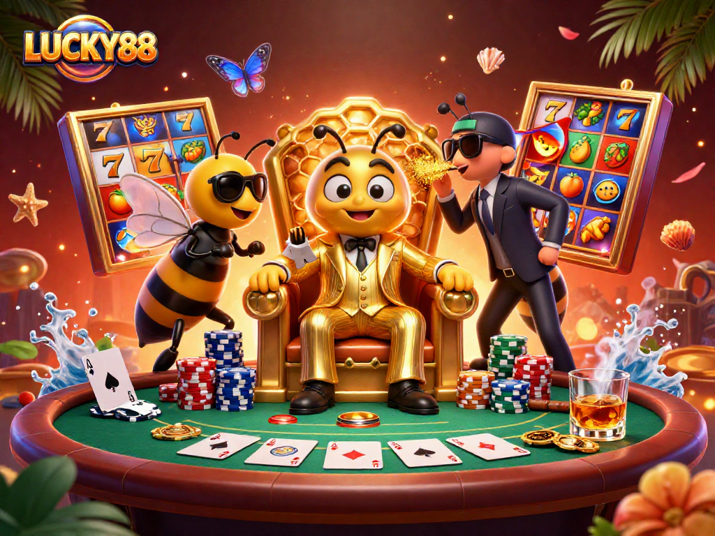 Experience the excitement of LUCKY88 with thrilling slot reels and lively casino atmosphere!