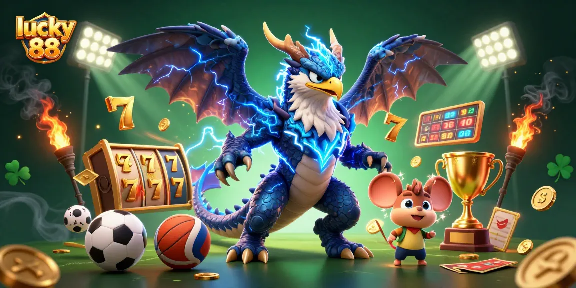 Experience thrilling gaming action with lucky 88 slot symbols and dynamic characters in a vibrant casino scene