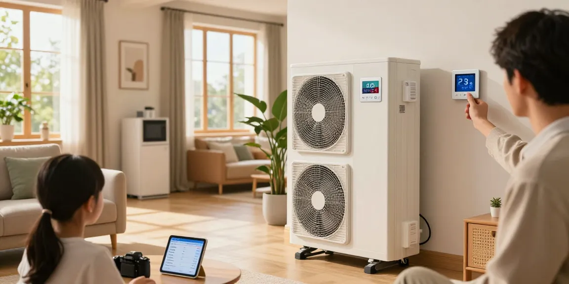 Efficient wärmepumpe bosch installed in a stylish modern living room, showcasing energy-saving features.