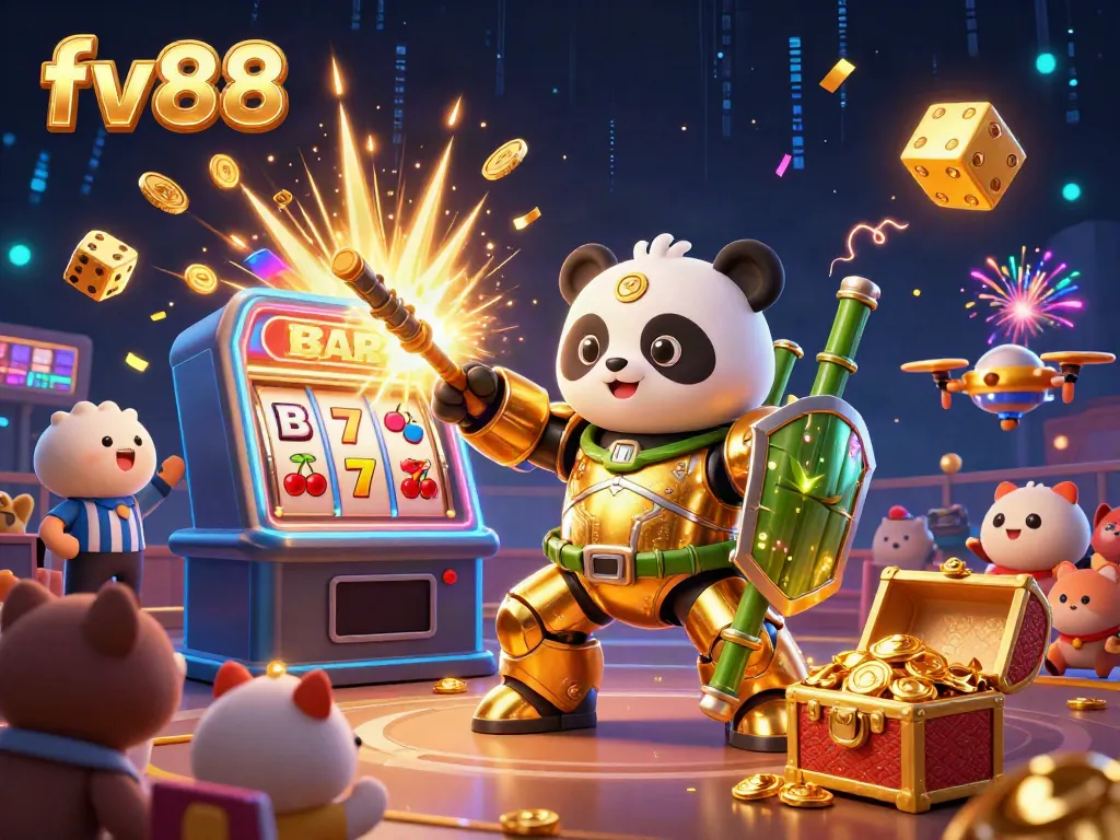 Experience top-tier gaming with fv88 in this vibrant illustration showcasing a dynamic casino atmosphere.