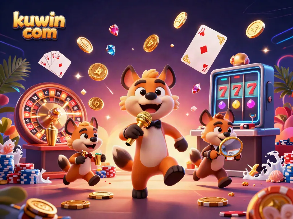 Experience the comedy casino scene with kuwin com, featuring hyenas in captivating roles and vibrant casino elements.