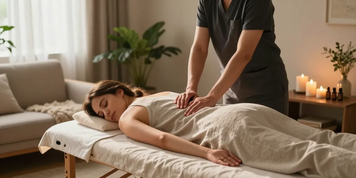 경기광주출장마사지 in a peaceful home setting with a professional therapist providing a soothing massage.