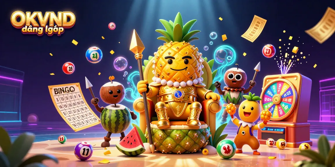 Engage with OKVND đăng nhập on an animated casino scene showcasing vibrant games and characters.