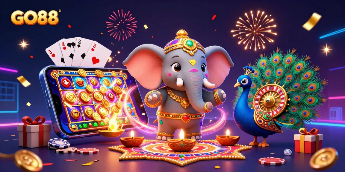 Experience the thrill of GO88 as vibrant slot games and winning moments come alive in this dazzling casino scene.