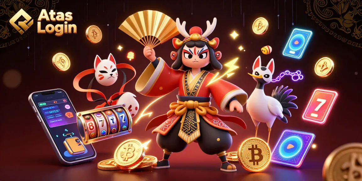 Securely log into Atas Login with vibrant casino elements enhancing the experience.
