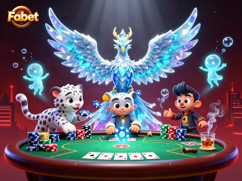 Fabet enhances your gaming experience with exciting visual elements of an ice phoenix, poker chips, and dynamic gameplay.