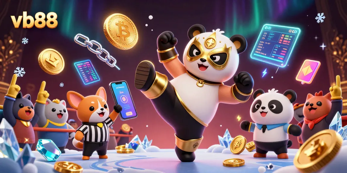 Experience thrilling action at vb88 with a wrestling panda and exciting crypto casino elements.