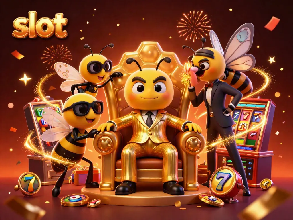 Engage with slot machines and jackpots in a vibrant casino scene with a bumblebee mob boss.