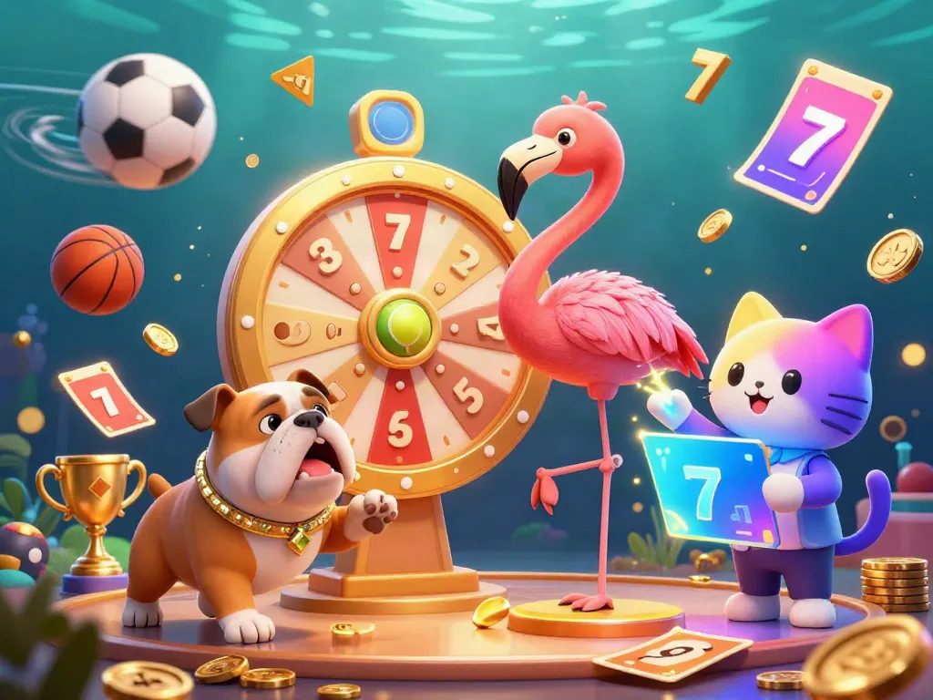 Nohuwin showcases a dynamic casino scene with a game show host and eager contestants amidst vibrant slot elements.