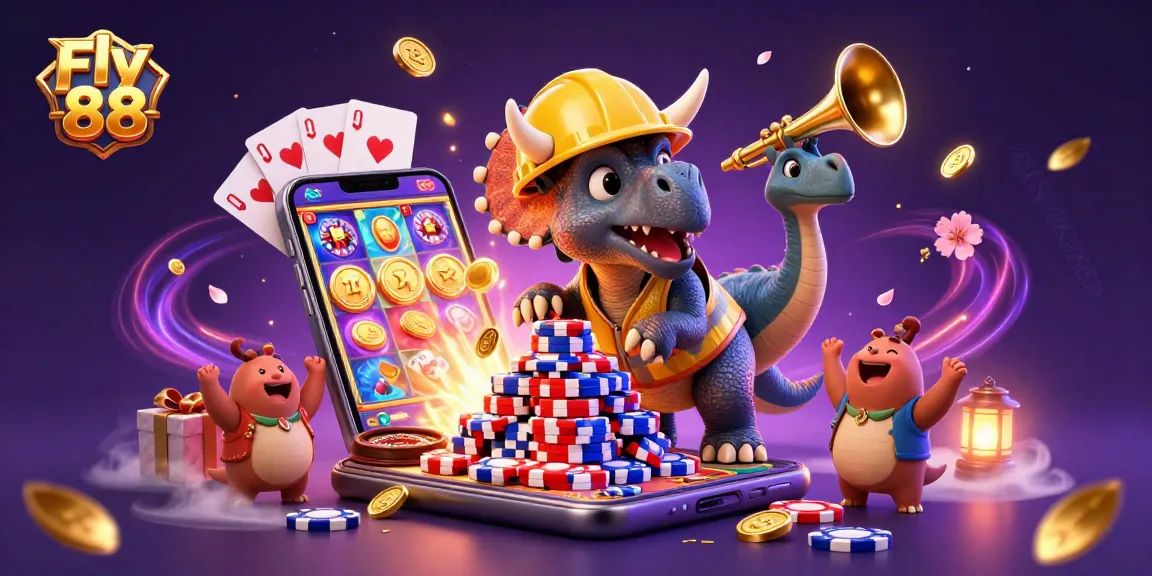 Experience excitement with Fly 88's vibrant 3D casino scene of thrilling gaming action.