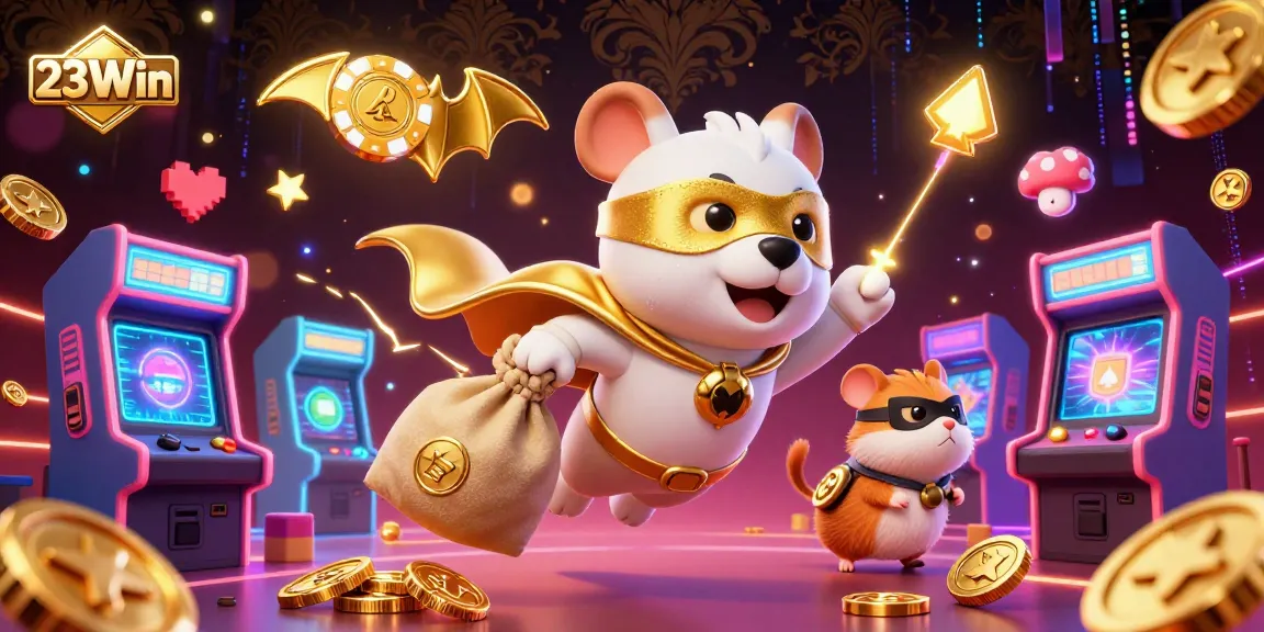Experience thrilling gaming action at 23Win with a vibrant 3D superhero scene highlighting casino excitement and fun.