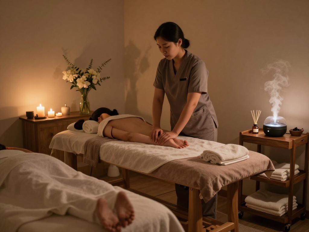 Enhancing relaxation with 남양주출장마사지 in a serene massage studio.