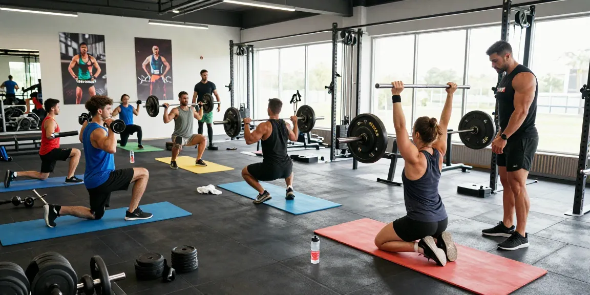 Fitness-Trainingsszene im Astera Shop mit Athleten, die Steroide verwenden, um ihre Leistung zu steigern.