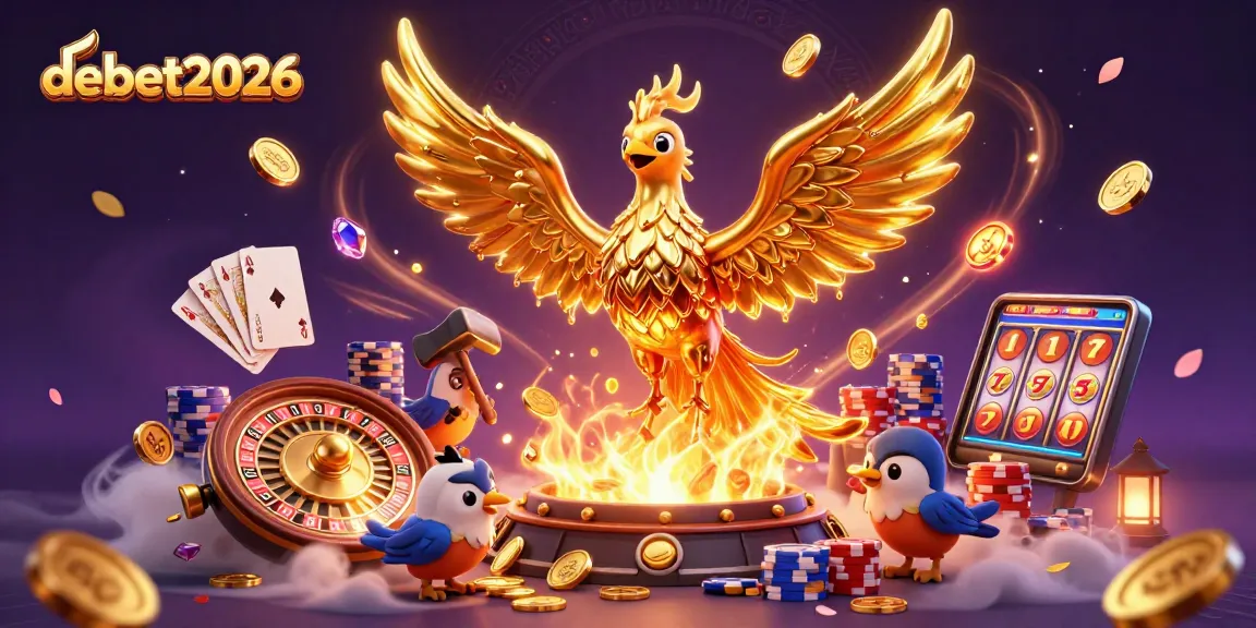 Experience the excitement of debet2026 with a golden phoenix and dynamic casino elements.