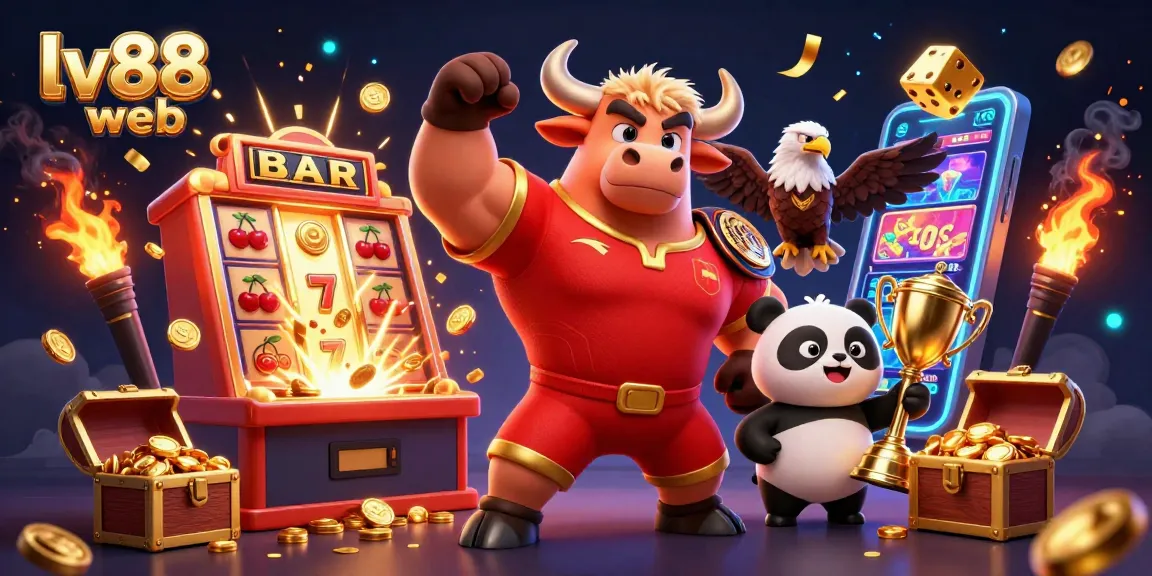 Experience thrilling slots and gaming at lv88 web with a dynamic 3D scene showcasing winning moments.