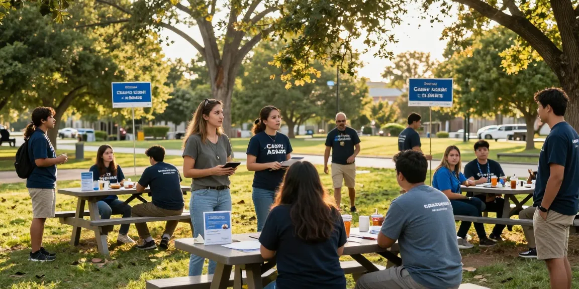 Casey Askar engaging with constituents during campaign event in community park.