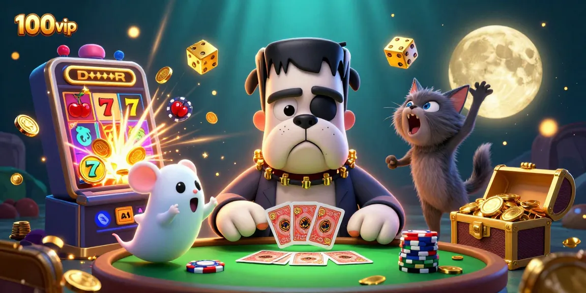 Experience thrilling gameplay at 100vip with a lively scene of winning slots and exciting characters.