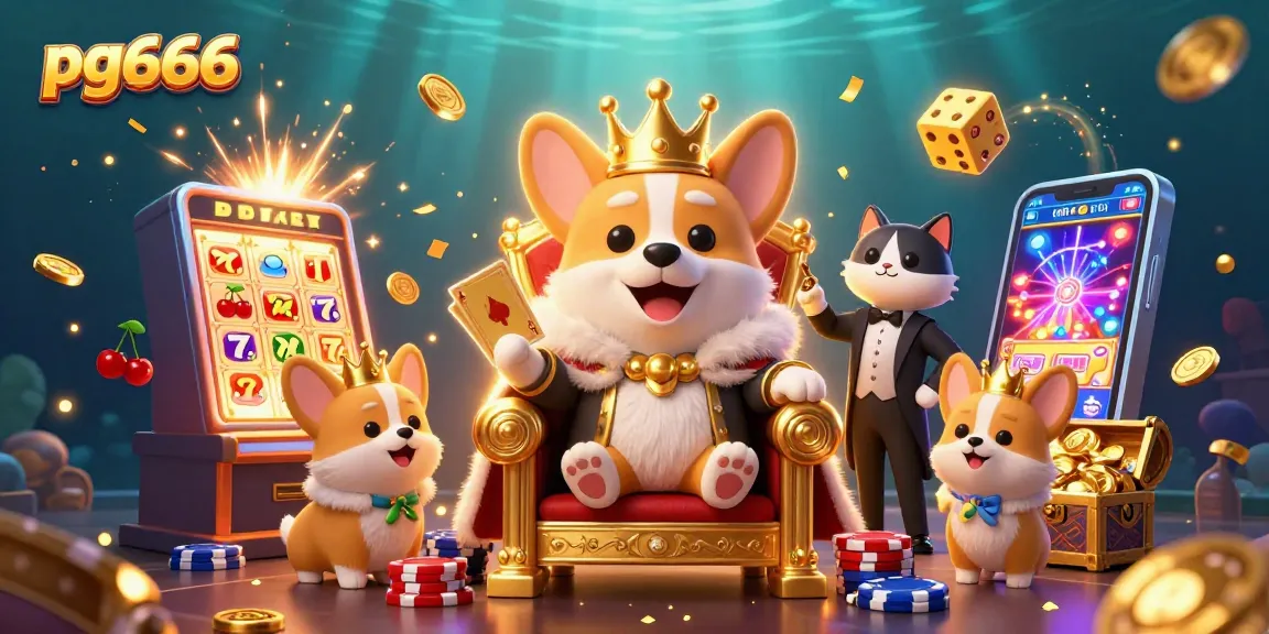 Experience the thrill of pg666 with a festive corgi and cat butler in a jackpot scene.