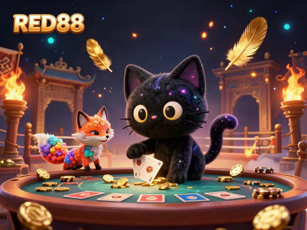 Experience the enchanting universe of RED88 with a cosmic casino scene filled with charm and action.