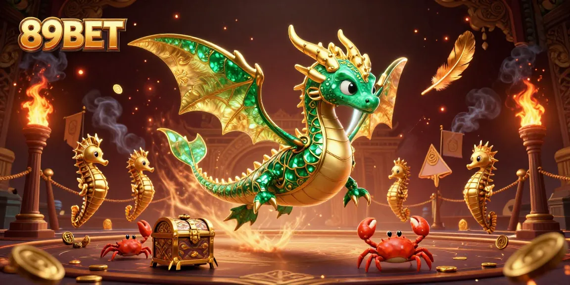 Experience exciting treasures with 89BET's vibrant gaming atmosphere featuring a sea dragon, seahorses, and treasures.