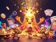 Engage with 79King’s explosive gaming world, featuring a golden volcano erupting treasures amidst a vibrant casino scene.