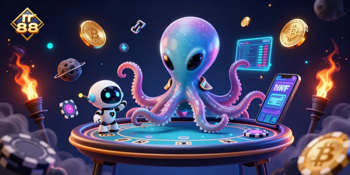 Experience thrilling games at rr 88 with an exciting alien-themed casino illustration.