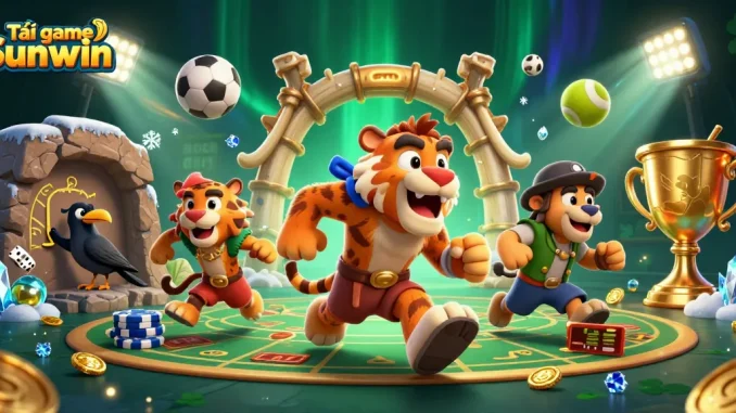 Experience the thrill and excitement of Tải game Sunwin in this vibrant 3D casino illustration.