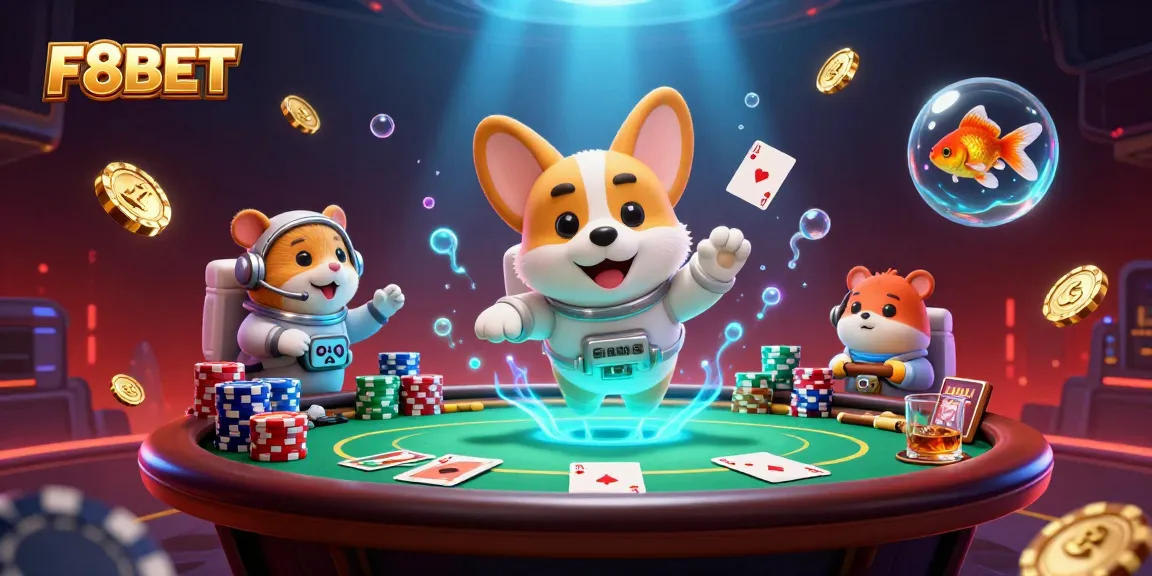 Experience thrilling gameplay with F8BET in an ultra-detailed 3D casino scene featuring unique characters.