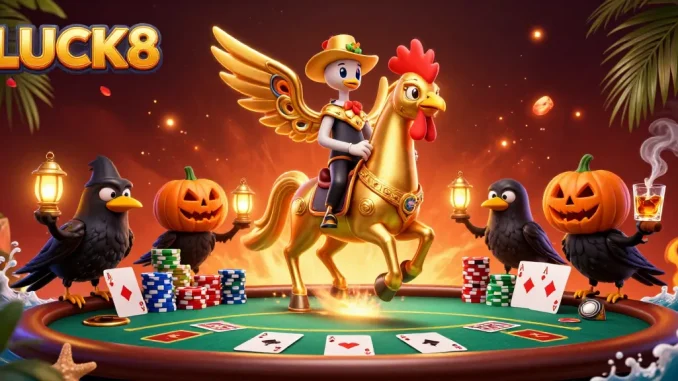 LUCK8 showcases an exciting casino scene with vibrant characters immersed in action.