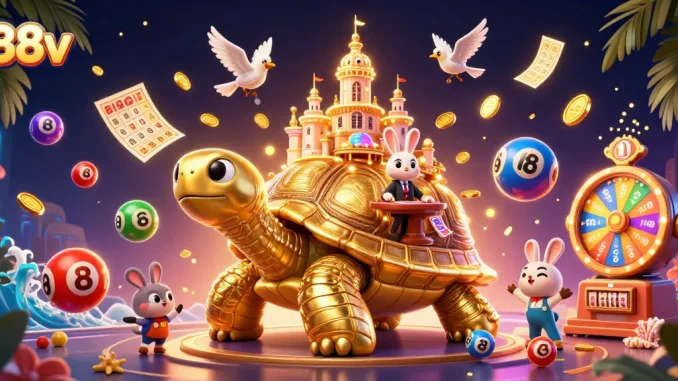 Engage with 88vv's dazzling lottery scene showcasing colorful elements and a card table.