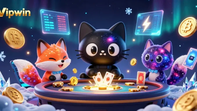 Experience the cosmic magic of Vipwin, where a black hole cat and nebula fox allure players into a galaxy of gaming.