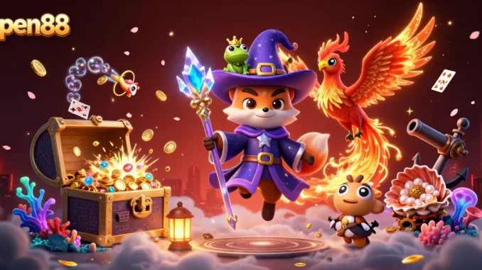 Join the magical adventure with open88, where the wizard fox and phoenix ignite excitement in gaming.