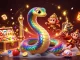ku88 showcases an enchanting 3D scene combining a rainbow serpent and monkey king, celebrating casino slots.
