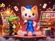 Engaging hitclub casino scene with a jazz-singer cat, saxophone-playing crocodile, and drum bear amidst vibrant slot reels.