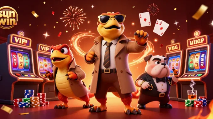 Experience thrilling moments at sun win with raptors in trench coats and poker excitement.
