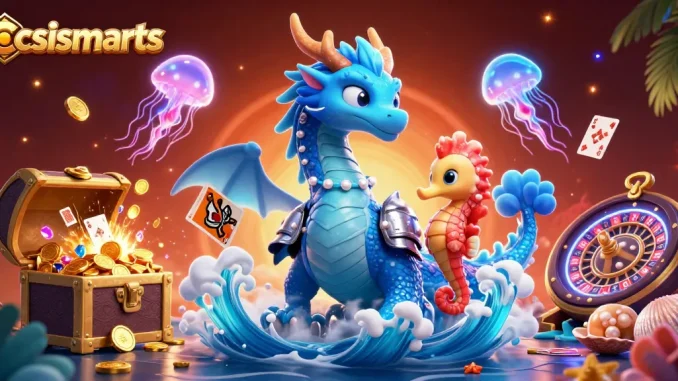 Engage with csismarts in this vibrant underwater casino scene filled with dynamic gaming elements.