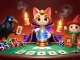 Experience the excitement of j188 poker with a mystic cat, raven, and vibrant game elements.