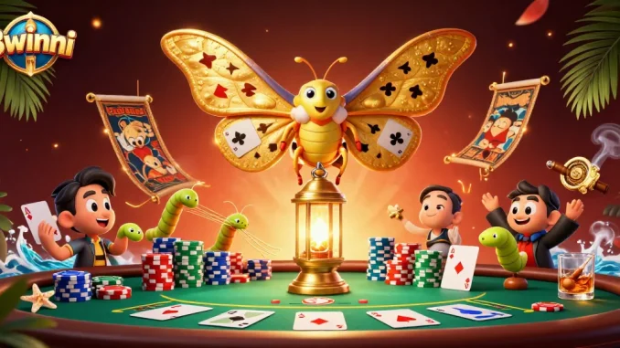 Catch the exciting action on 3winni with colorful poker elements and a vibrant casino scene